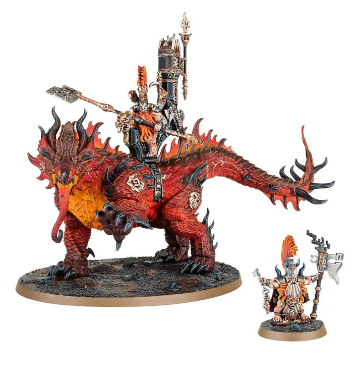 Warhammer: Age of Sigmar - Fyreslayers - Auric Runefather on Magmadroth
