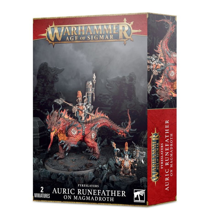 Warhammer: Age of Sigmar - Fyreslayers - Auric Runefather on Magmadroth
