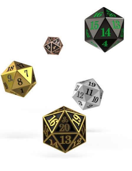 Oakie Doakie - Dice - D20 Spindown Set - Metal Selection