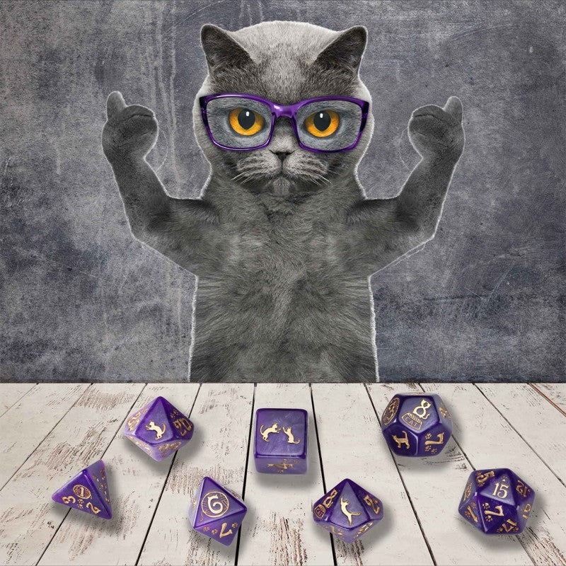 Q Workshop - Dice - RPG Set - CATS - Purrito