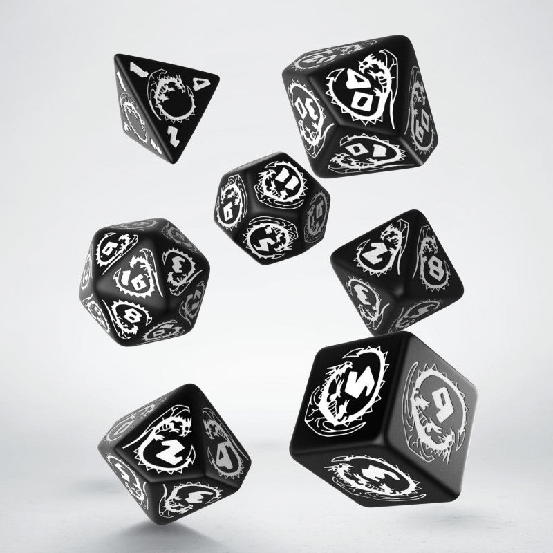 Q Workshop - Dice - RPG Set - Dragons - Hematite