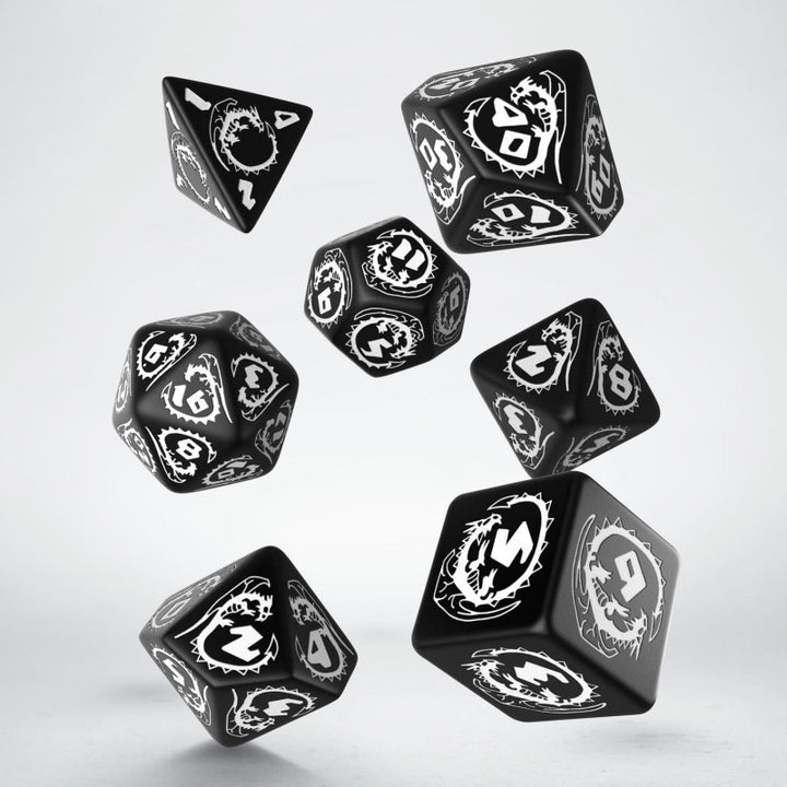 Q Workshop - Dice - RPG Set - Dragons - Hematite