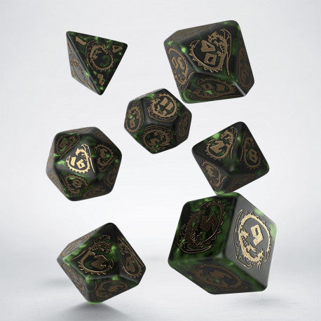 Q Workshop - Dice - RPG Set - Dragons - Nephrite