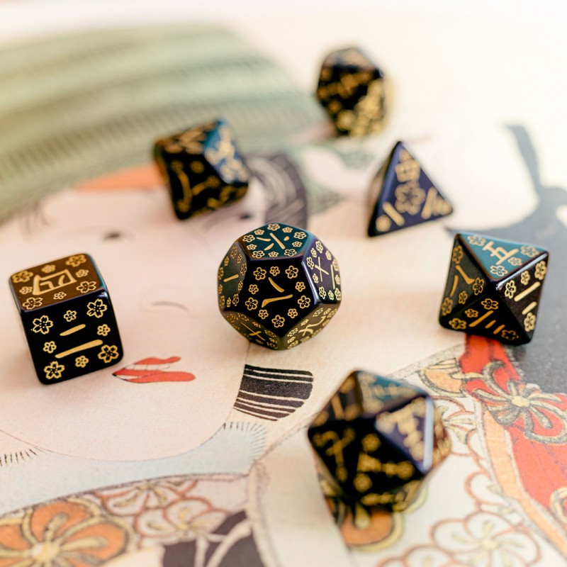 Q Workshop - Dice - RPG Set - Japanese - Deep Night Firefly